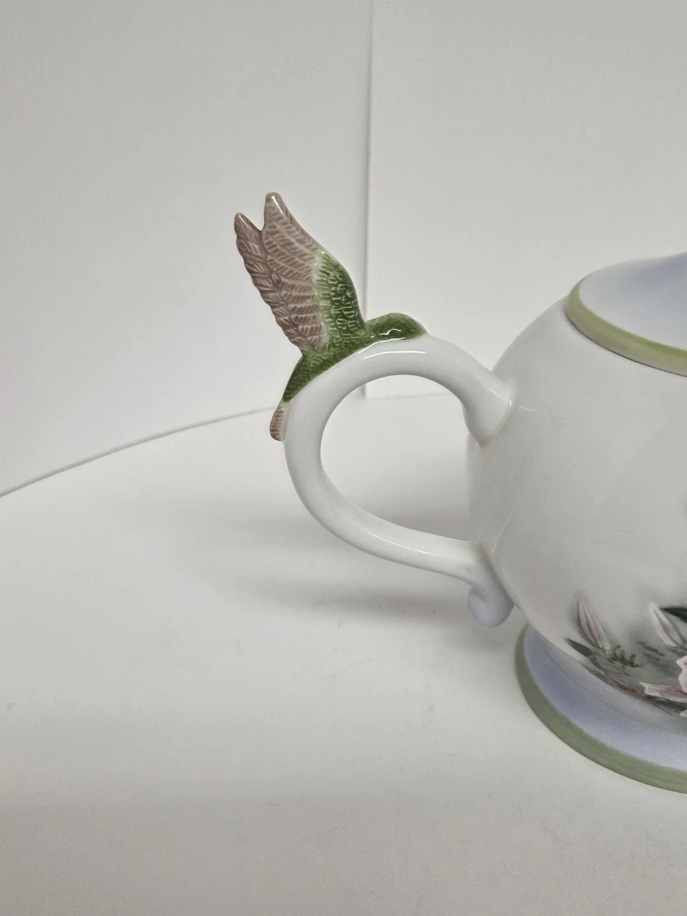 Lena Liu Hummingbird & Lilies Teleflora Ceramic Teapot Floral Bird